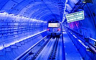 Left: East–West tunnel section – part of Green Line – of the Kolkata Metro underneath the Hooghly River, Right: Constructing a subway station Prosek in Prague