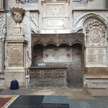 Tomb of Chaucer in Poets' Corner, Westminster Abbey, London