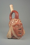 Portrait head bottle (Moche); 3rd–6th century; painted ceramic; overall: 26.35 x 16.21 cm; Metropolitan Museum of Art (New York City)