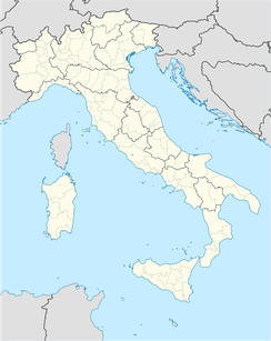 A map of Italy, showing the location of Sassello in the north-west of the country