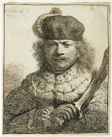 Disfrazado, en el "Autorretrato como noble oriental con un Kris". Grabado de 1634.