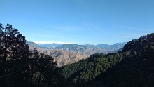 Snow-covered peaks of the Bandarpoonch range from Mussoorie, District Dehradun