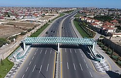 Overhead pedestrian crossing on Mardakan-Zughulba highway