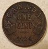 A 1920 penny featuring King George V, the first year of the small penny