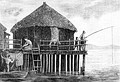 PSM V24 D321 A primitive stilt house in Switzerland on wood pilings.