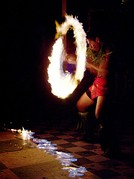 A Samoan fire dancer.