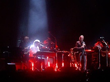 Three lineups of Supertramp in 1971 (top), 1979 (middle) and 2010 (bottom).