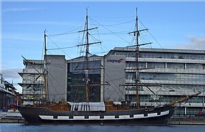 Jeanie Johnston moored off Custom House Quay, Dublin