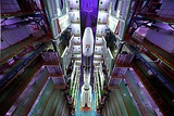 Top view of a fully Integrated GSLV-F08 inside the Vehicle Assembly Building.