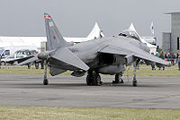 Un Harrier GR.7 de la RAF en la Base Aérea de Aviano.