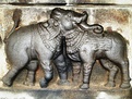 Sculptures in the panels of the temple