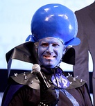 Left to right: Will Ferrell (dressed as Megamind), Tina Fey, and Jonah Hill at the 2010 San Diego Comic-Con