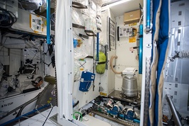 The space toilet in the Zvezda module in the Russian segment