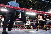 Rogers Mtagwa (left) boxing Aldo Valtierra at the venue on July 20, 2007