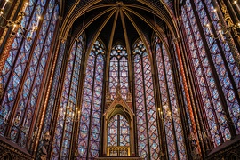 Gothic architecture: Stained glass windows of the Sainte-Chapelle in Paris, completed in 1248, mostly constructed between 1194 and 1220