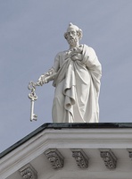 Statue of Saint Peter by Hermann Schievelbein at the roof of Helsinki Cathedral