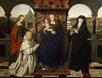 Jan van Eyck, La Virgen con el Niño, santas y donante cartujo