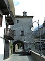 A tower house crosses a road