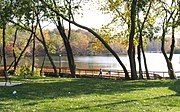 The Big Quarry was filled in after closing and is now Coe Lake, hosting a lakefront park.