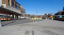 The Fordham Bus Plaza, in 2011 (top) prior to renovations, in 2015 (middle) after the first phase of the project which opened the bus loop, and in 2016 (bottom) following the opening of the new pedestrian plaza.