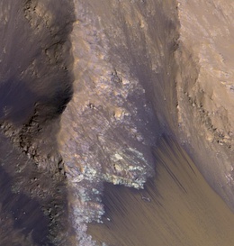 Seasonal flows on Coprates Chasma in Valles Marineris.