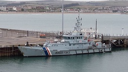 HMC Searcher showing UK Border Force overmarkings (since re-liveried)