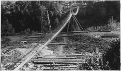 A footbridge at Agness over the Rogue River, circa 1927