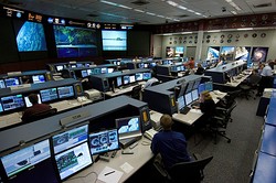 International Space Station control rooms in Russia and in the United States.