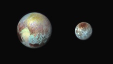 The two northern lobes of Tombaugh Regio can be seen to have different compositions in this false-color image (13 July 2015).