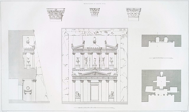  1830 lithograph with elevations, and plan of each story (at half scale)[6]