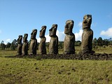 Ahu Akivi, one of the few inland ahu, with the only moai facing the ocean