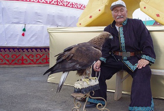 Kazakh man in traditional clothing.