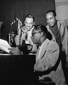 Oscar Moore (left) with Nat King Cole and Wesley Prince, c. June 1946 Photo: William P. Gottlieb