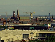 Barrow-in-Furness town centre and Birkenhead town hall