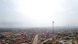 Aerial view of Auchi Town overhead the Arafat Mosque