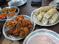 Puttu, with sea food at a shop in Jaffna.