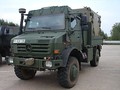 An Unimog U5000 of the German Army with an armoured cabin.