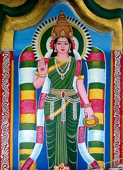 Kaṇṇaki (above) is the central character of the Cilappatikāram epic. Statues, reliefs and temple iconography of Kannaki are found particularly in Tamil Nadu and Kerala.