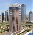 Tekfen Tower in Levent, with the Sabancı Center towers at left and Isbank Towers 1 and 2 at right.