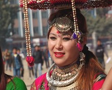 A Tharu woman in traditional dress