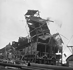 Demolition of some of the buildings of the gas plant in 1961