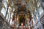 Pilgrimage Church of Wies, Steingaden, Germany, by Dominikus and Johann Baptist Zimmermann, 1754[170]