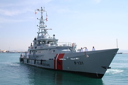 HMC Searcher showing UK Border Force overmarkings (since re-liveried)