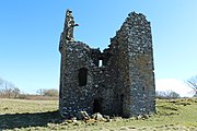 Plunton Castle, with a gabled cap-house at the top of the stair wing (shown on the right)