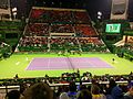 A view of the main center court Tennis court of the complex.