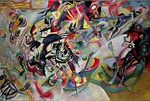 Composition VII; by Wassily Kandinsky; 1913; oil on canvas; 2 x 3 m; Tretyakov Gallery (Moscow, Russia)[257]