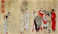 Detail showing Yang Guifei mounting a horse, from 1250 to 1300.