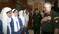 Students from Jammu and Kashmir supported by ‘Kashmir Super 30’ Project who have qualified for the JEE (Main & Advance), 2017-18, interacting with General Bipin Rawat.