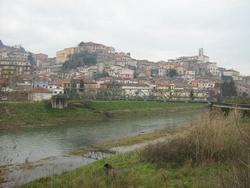 View of Polla from Tanagro river shore