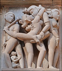 Khajuraho Hindu and Jain temple complex is famous for erotic arts.